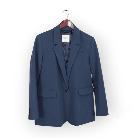 Medium Abercrombie&Fitch Classic Suiting Blazer NavyBlue Office Women - Picture 8 of 16